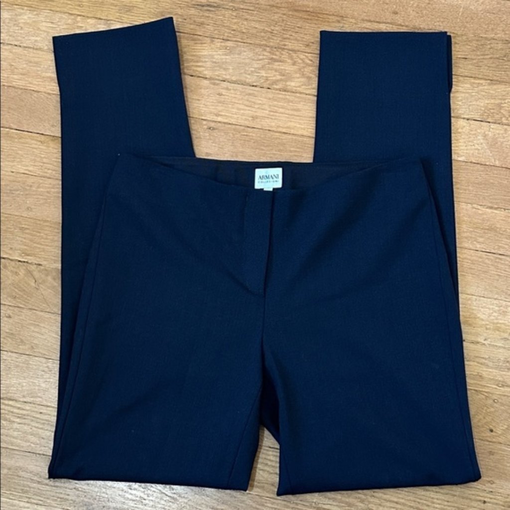 New Armani Collezioni Wool Ankle Crop Slim Straight Cigarette Taper Trouser Pant